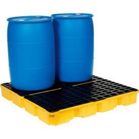 Eagle 1634 4 Drum Spill Containment Modular Platform - 2 Piece - Yellow with No Drain -  JUSTRITE
